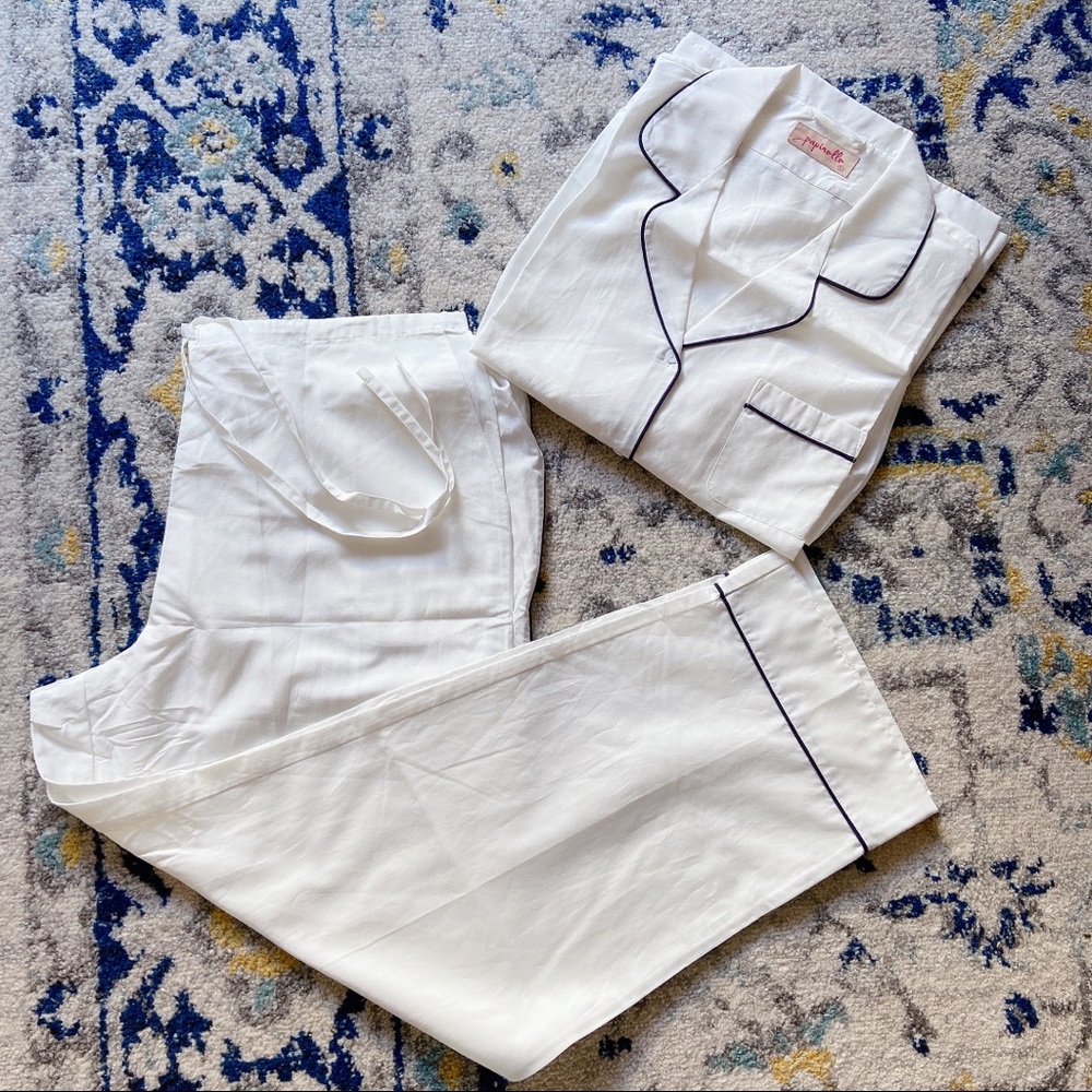Papinelle Vintage pajama Set Top Pant Cream White - Picture 3 of 10
